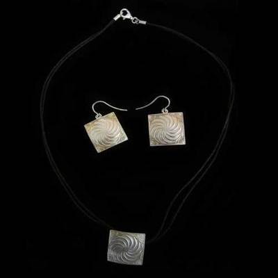 Conjunto plata motivo celta cuadrado Conjunto plata motivo celta cuadrado