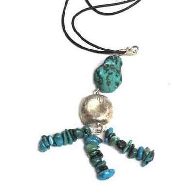 Colgante plata y turquesa con cordón Colgante plata y turquesa con cordón