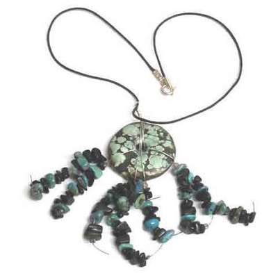Colgante plata ,turquesa y otras piedras naturales con cordon Colgante plata ,turquesa y otras piedras naturales con cordon