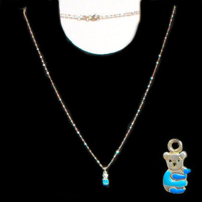 Gargantilla plata esmalte azul - osito