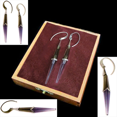 Pendientes colgar cuña piedra natural con circonitas Pendientes colgar cuña piedra natural con circonitas