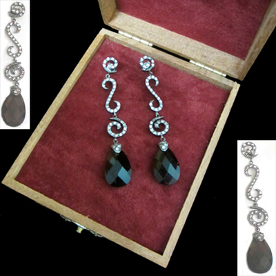Pendientes circonitas y piedras naturales negras Pendientes circonitas y piedras naturales negras
