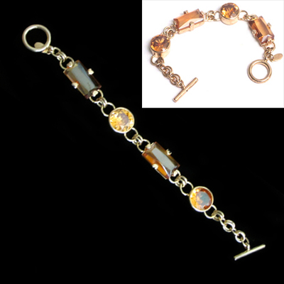 Pulseras plata chapadas en oro con piedras de topacio Pulseras plata chapadas en oro con piedras de topacio