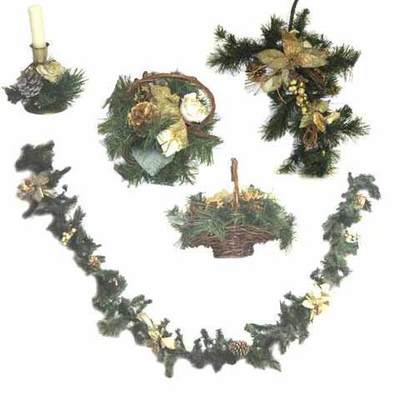 Decoración de navidad -Pino rustico motivos en dorado