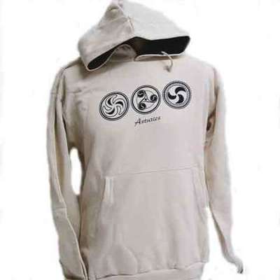  Sudadera beige capucha - 3 motivos celtas 