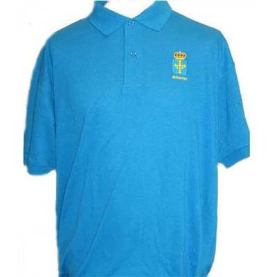  Polos bordados escudo Asturias azul claro 