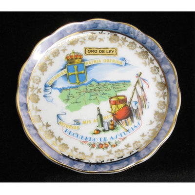 Plato porcelana color - motivos asturianos