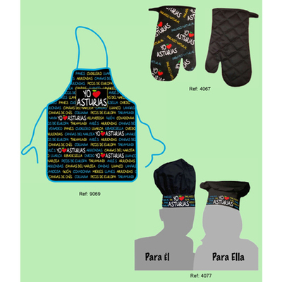 Delantal,manopla y gorros asturias