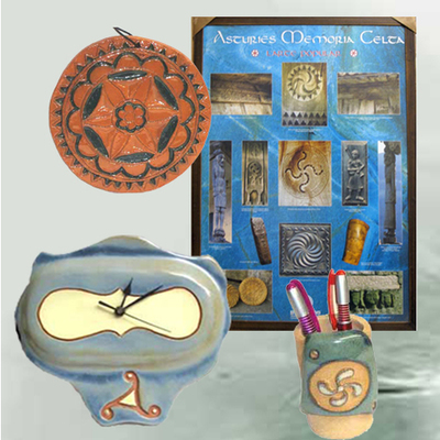 Cuadro memoria celta, Reloj, Portalapices y colgante motivos celtas