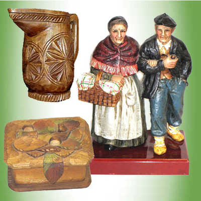 Abuelos asturinos, Jarra y joyero madera artesanal