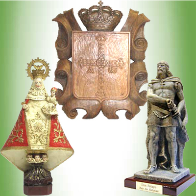 Escudo de Asturias, Don Pelayo y Virgen de Covadonga