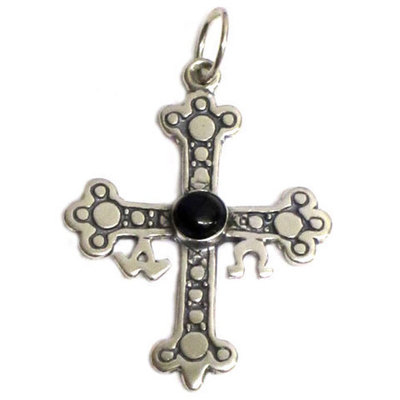 Cruz de la Victoria plata y azabache ( 3 tamaños )