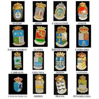 Pins escudos concejos asturianos