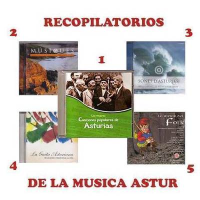 Paquete de 5 discos recopilatorios de la musica tradicional y folk asturiana
