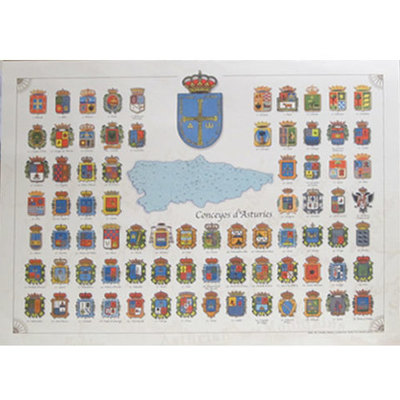 Poster Escudos de los concejos asturianos