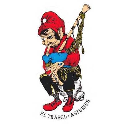 Pegatina Trasgu tocando la gaita