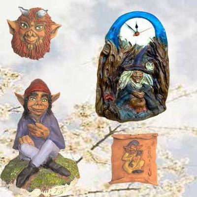 Reloj bruxa, Figura Trasgu, Diañu y Sumiciu colgar