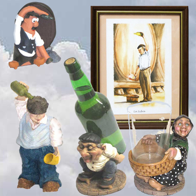 Cuadro escanciador, figuras escanciadores y portadores de sidra