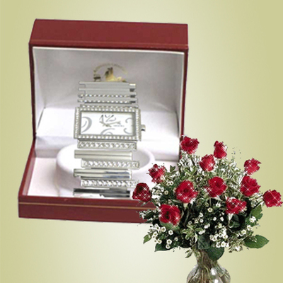 Reloj con circonitas - pulsera acero
