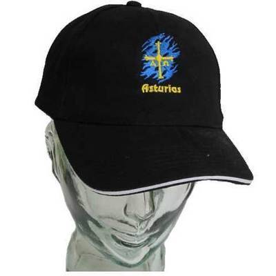 Gorra negra bandera Asturias bordada Gorra negra bandera Asturias bordada