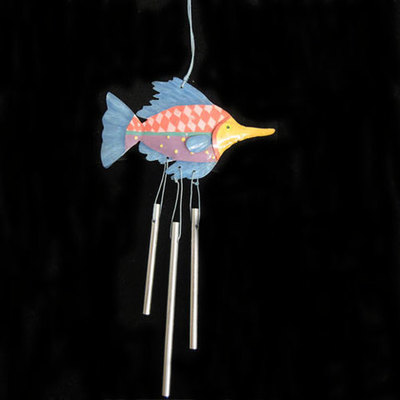 Pez y colgantes metal azul