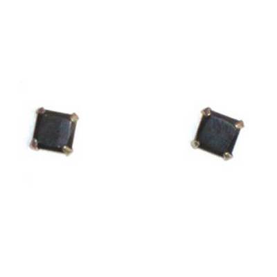 Pendientes plata presión circonita cuadrada y negra Pendientes plata presión circonita cuadrada y negra