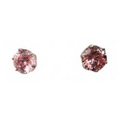 Pendientes plata presion circonita hexagonal color rosa Pendientes plata presion circonita hexagonal color rosa
