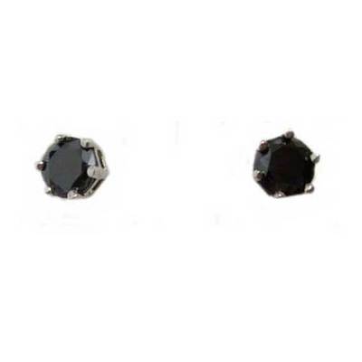 Pendientes plata presion circonita hexagonal color negro Pendientes plata presion circonita hexagonal color negro