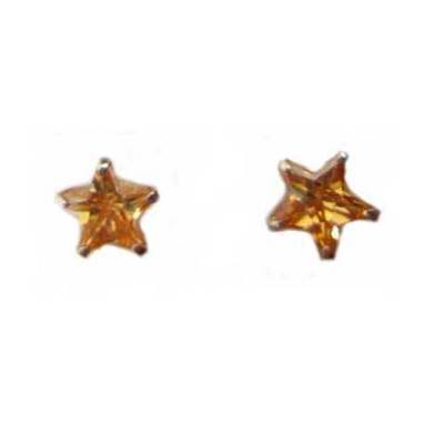 Pendientes plata presion circonita estrella color champagne Pendientes plata presion circonita estrella color champagne