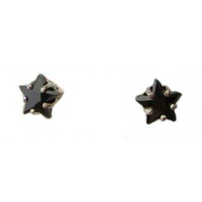 Pendientes plata presion circonita estrella color negro Pendientes plata presion circonita estrella color negro