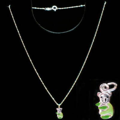 Gargantilla plata esmalte verde - osito