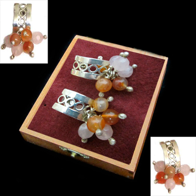 Pendientes plata presión manojo piedras naturales Pendientes plata presión manojo piedras naturales