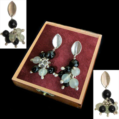 Pendientes plata presión/colgar manojo piedras naturales Pendientes plata presión/colgar manojo piedras naturales
