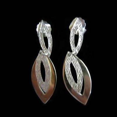 Pendientes plata presión/colgar doble ovalo