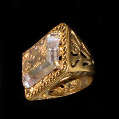 Anillo plata bañado en oro sello con cristal Anillo plata bañado en oro sello con cristal