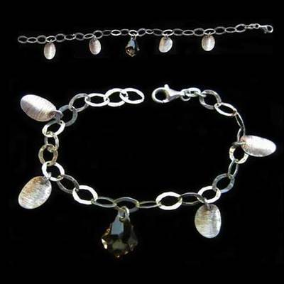 Pulsera plata piedra facetada color champagne Pulsera plata piedra facetada color champagne