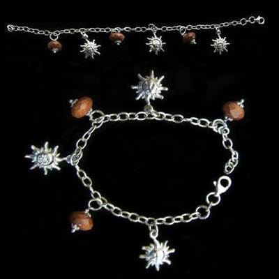 Pulsera soles plata diseño y piedras naturales Pulsera soles plata diseño y piedras naturales