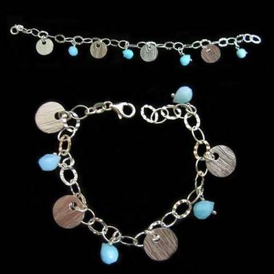 Pulseras plata bolas facetadas azules Pulseras plata bolas facetadas azules