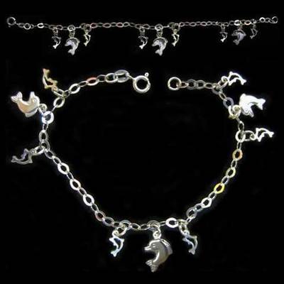 Pulsera plata con delfines Pulsera plata con delfines