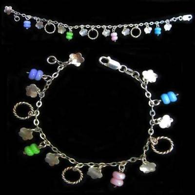 Pulsera plata diseño multicolores Pulsera plata diseño multicolores