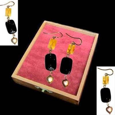 Pendientes colgar piedras naturales y corazón Pendientes colgar piedras naturales y corazón