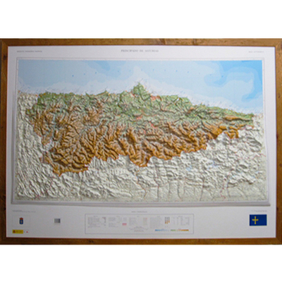Mapa de Asturias relieve supergrande