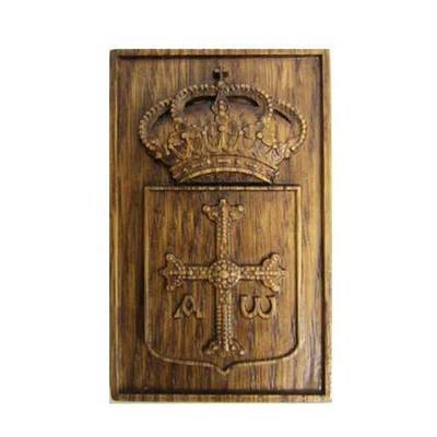 Iman madera tallada escudo de Asturias