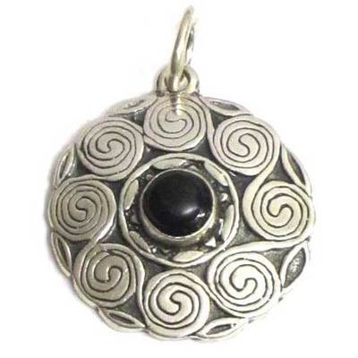 Colgante motivos espirales plata/azab.