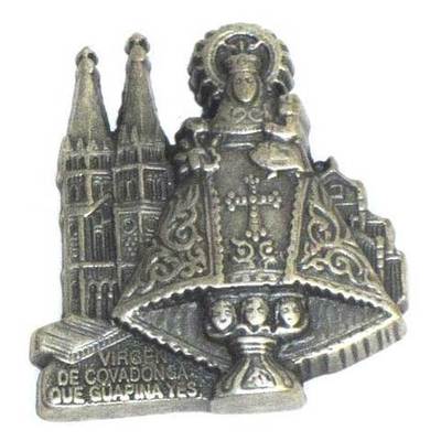  Imán metal Virgen de Covadonga basilica plateado 
