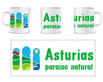 Taza Cerámica logo Asturias paraiso natural con letras