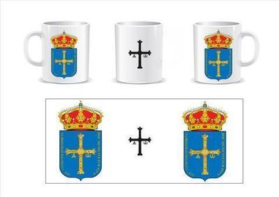 Taza Cerámica logo Escudo Principado de Asturias y Cruz de la Victoria