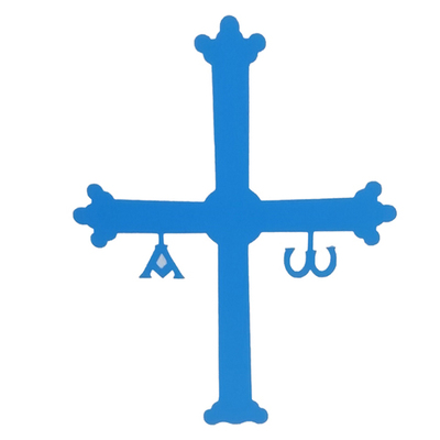 Pegatina Cruz de la victoria azul mediana