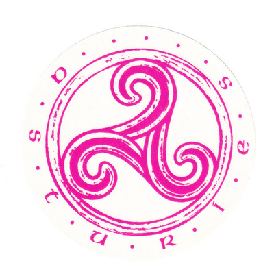 Pegatina Trisquel rosa con Asturias