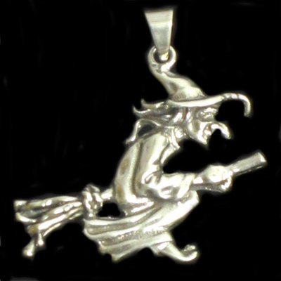 Colgante plata Bruja escoba Colgante plata Bruja escoba